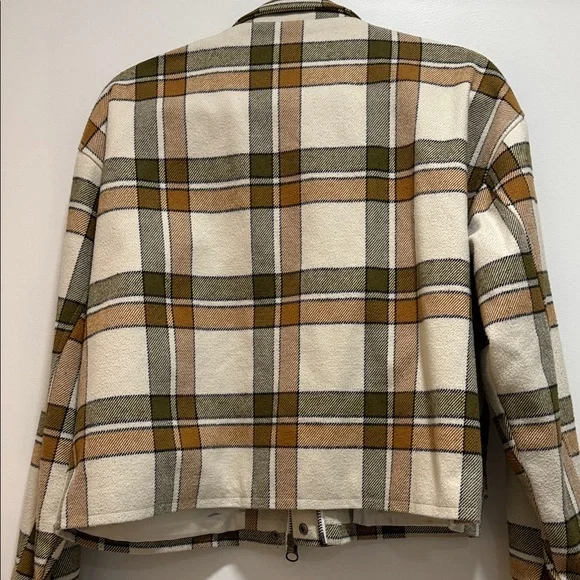 RVCA Women's Utility Jacket - Brown, Cream, and Green Plaid - Picture 7 of 7